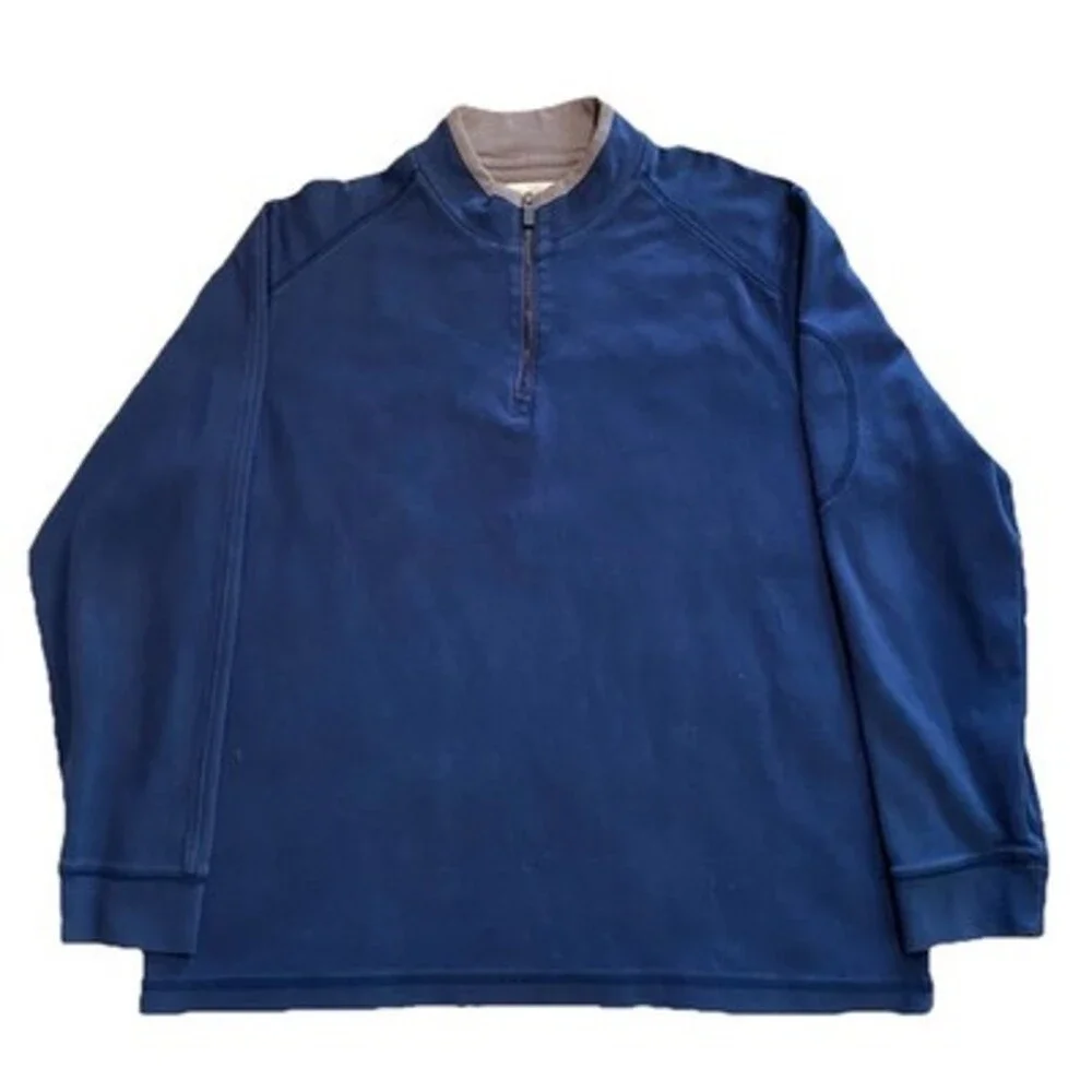 The Territory Ahead Men Sweater L Gray Pima Cotton‎ 1/4 Zip Casual Golf Long
